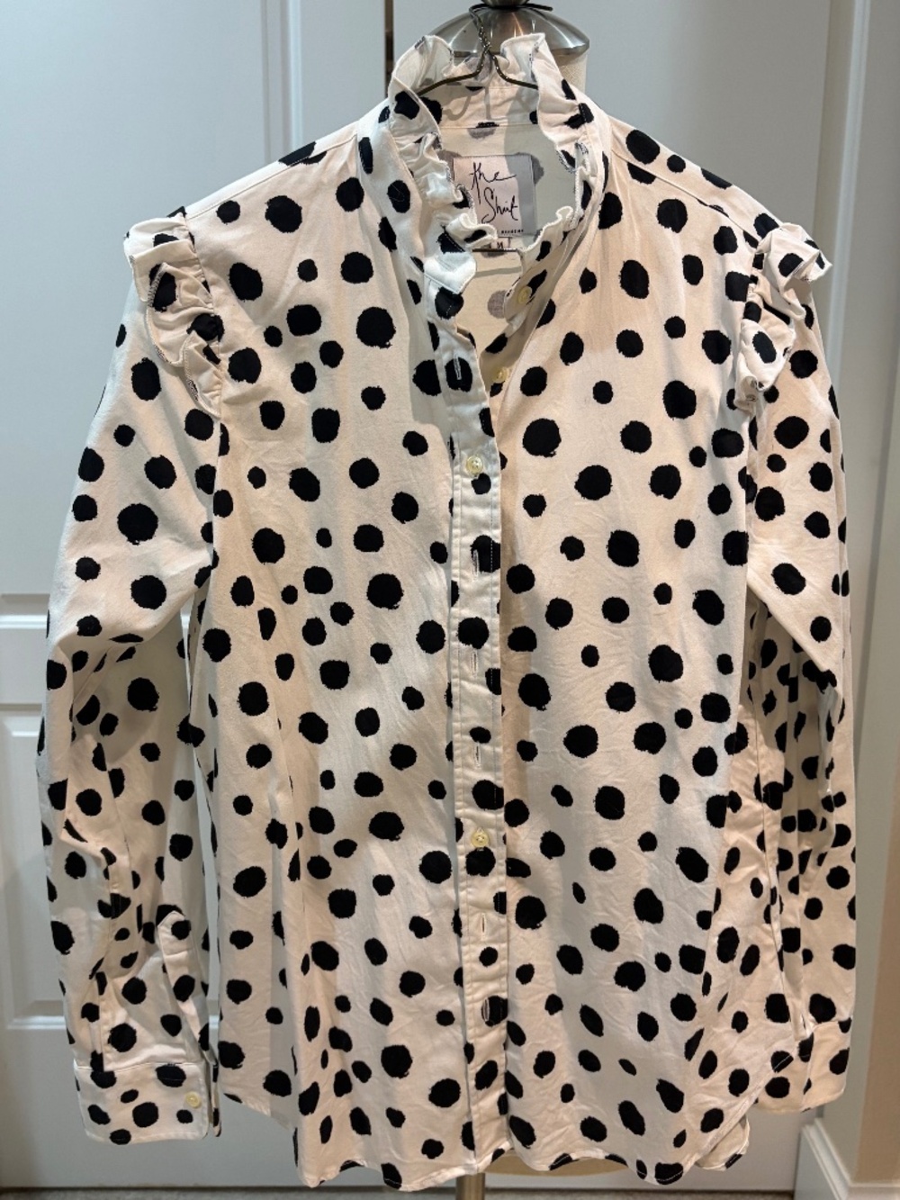 The Shirt by Rochelle Behrens Polka Dot Ruffle Blouse Women’s Medium